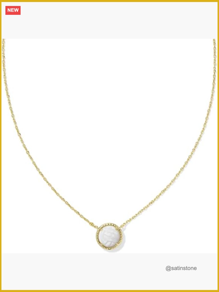 Gold Plated Brass Volleyball Pendant Necklace With Mother-Of-Pearl